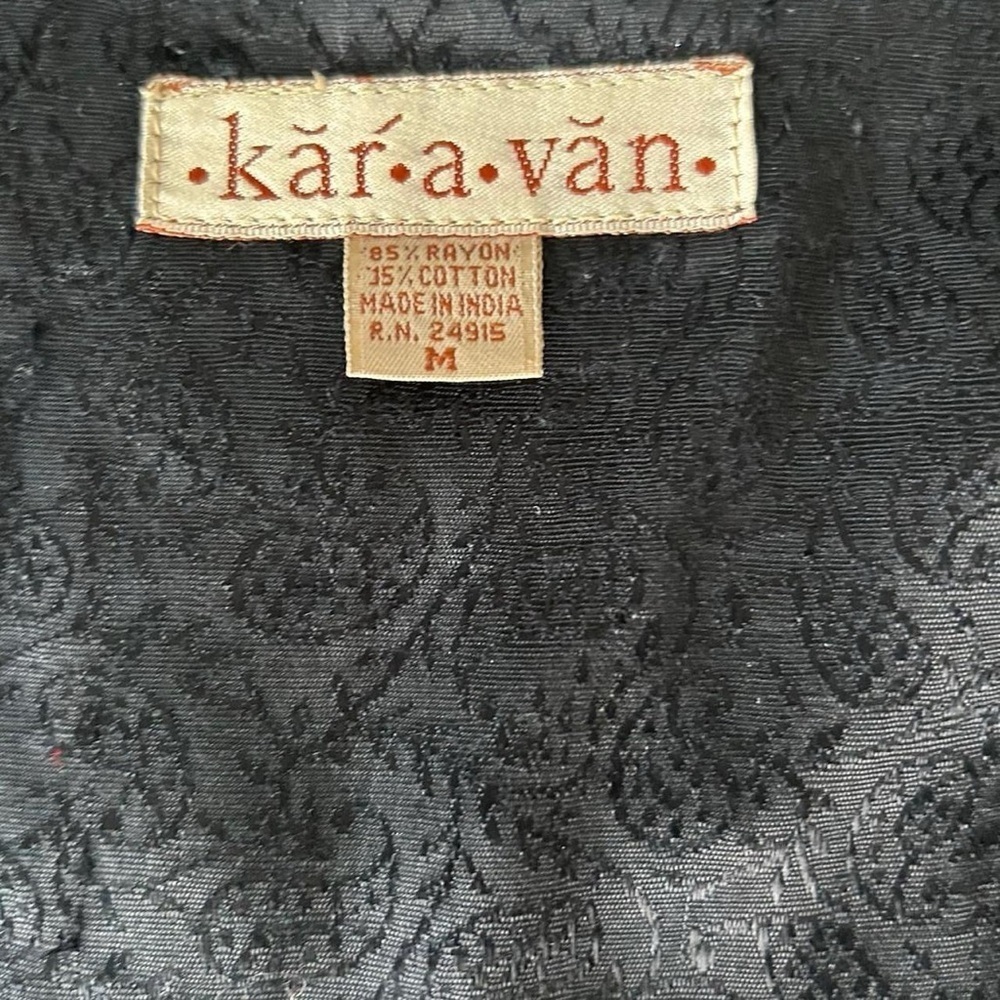 Boho Elephant Embroidered Vest | Vintage Kāra•vān | Folk Art India | Size M - Picture 4 of 8